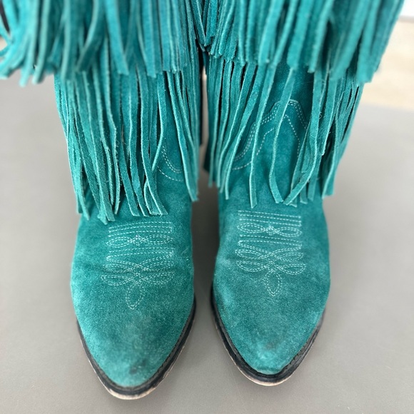 Smokey Mountain Teal Blue Fringe Cowgirl Women’s Boots Size 8.5 - Picture 7 of 14